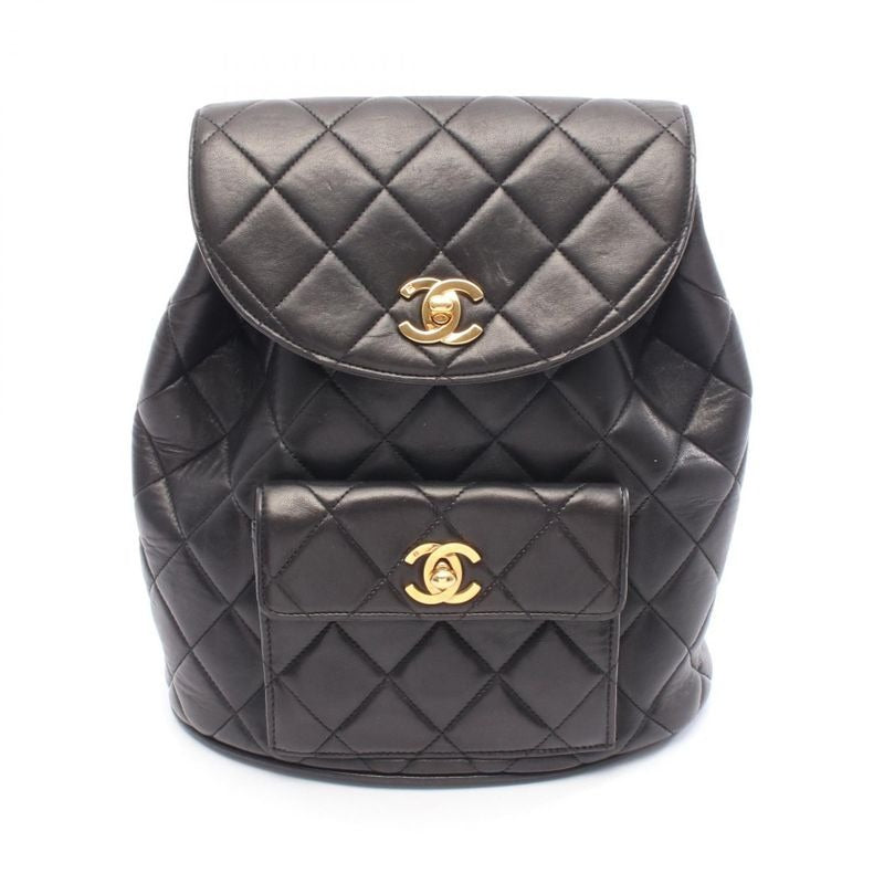 Chanel Rucksack Sac Backpack Quilted Black Lambskin