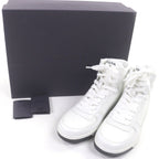 Prada Triangle Logo High Cut Sneakers Leather Shoes — view 2