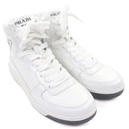 Prada Triangle Logo High Cut Sneakers Leather Shoes — view 3