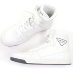 Prada Triangle Logo High Cut Sneakers Leather Shoes — view 4