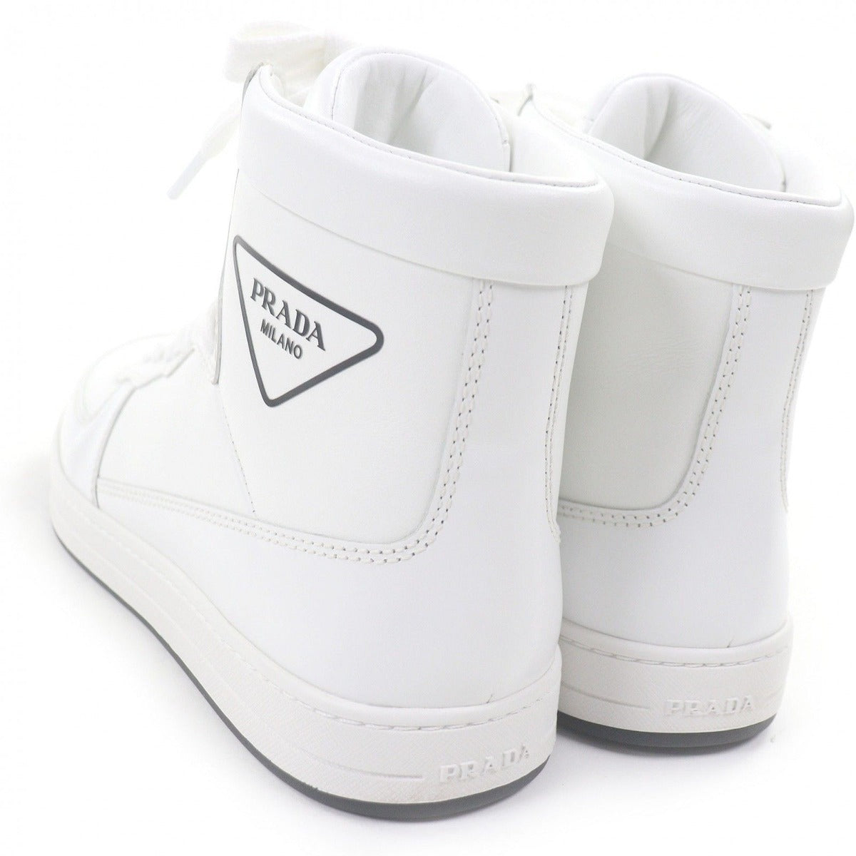 Prada Triangle Logo High Cut Sneakers Leather Shoes — view 6