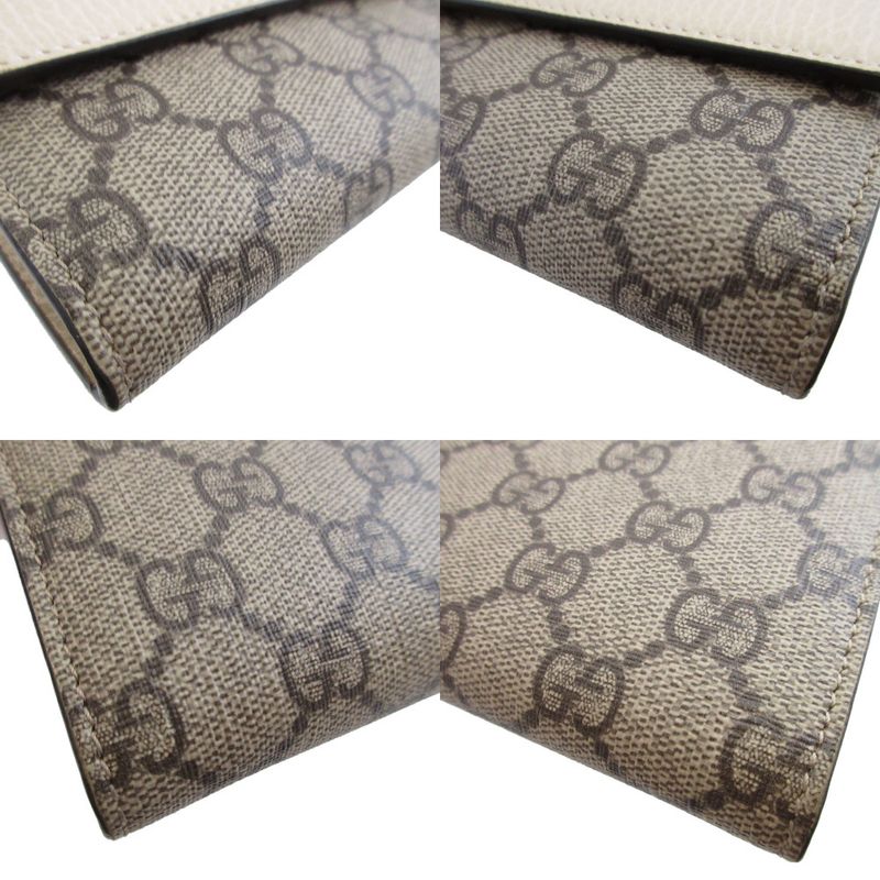 Gucci GG Canvas Leather Beige Ivory Bifold Long Wallet 1491 — view 9