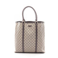 Gucci Tote GG Plus Beige Canvas Leather Brown