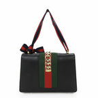 Gucci Shoulder Bag Sylvie Small Webline Leather Black Gold Hardware — view 2