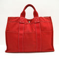 Hermes Deauville MM Tote Red Cotton