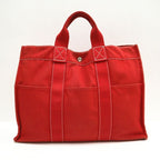 Hermes Deauville MM Tote Red Cotton