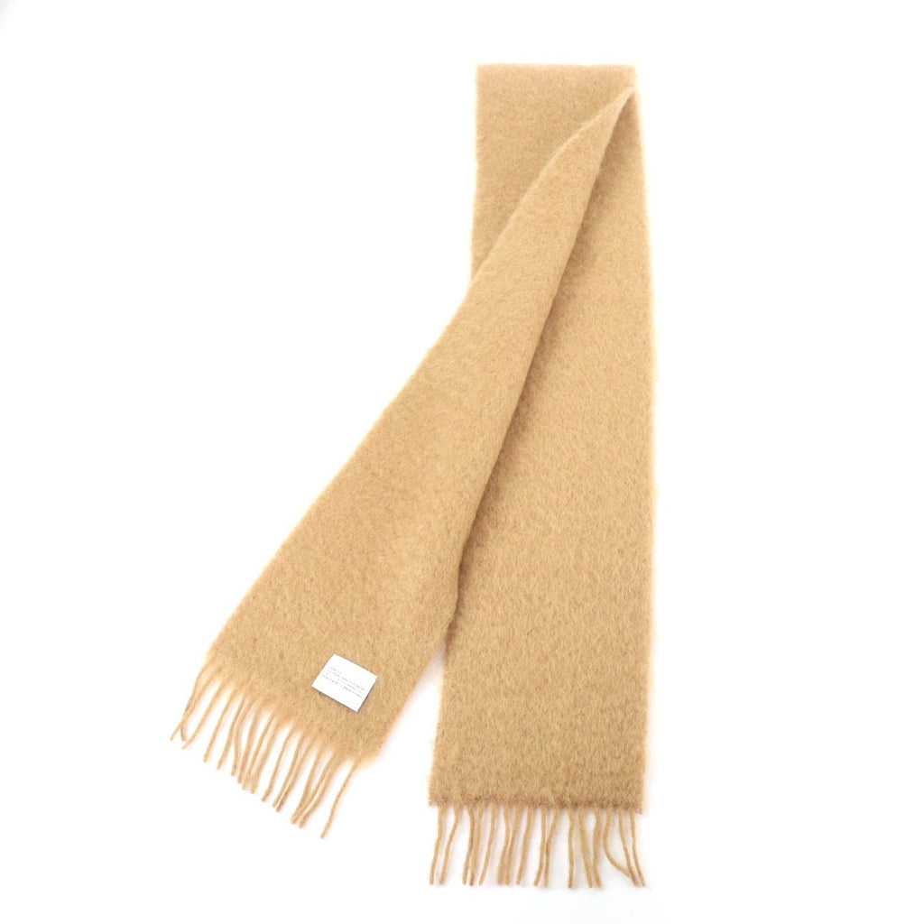 Loewe Mohair Wool Blend Anagram Leather Patch Fringe Scarf Brown — view 2