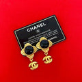 Chanel Vintage Coco Mark GP Earrings Ear Cuff Accessory Gold Black 87951 96A