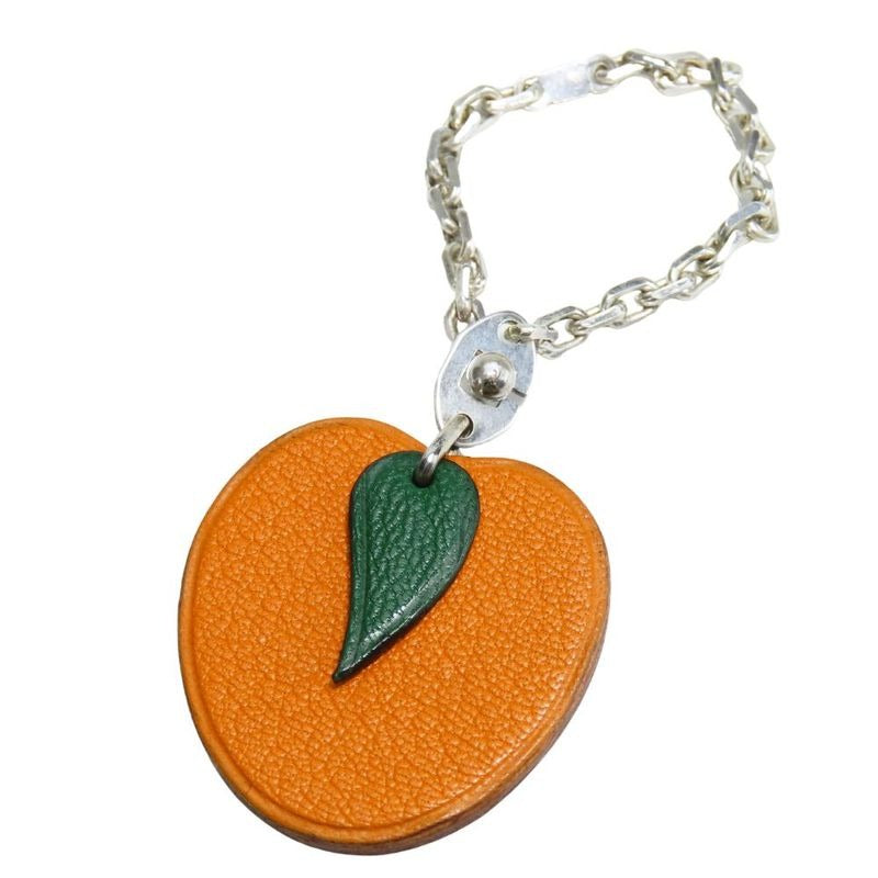 Hermes Bag Charm Leather Silver 925 Orange Hardware Accessories Small