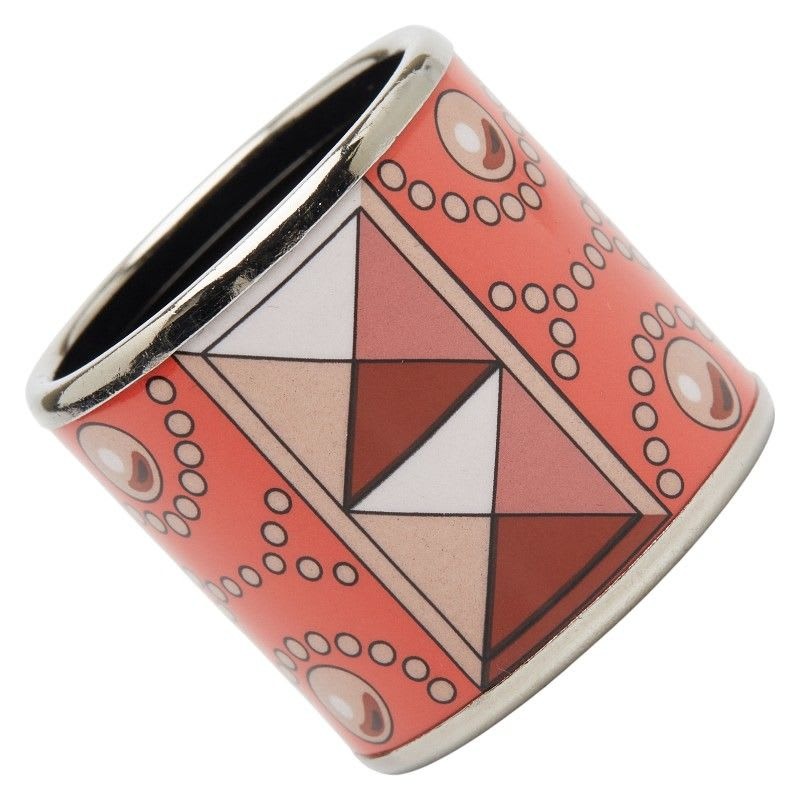 Hermes Enamel Collier de Chien Motif Silver Orange Metal