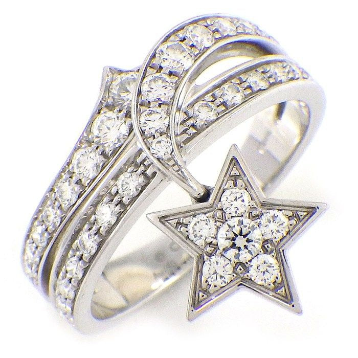 Chanel Ring Comet Shooting Star Motif Half Circle Pave 39 Points Diamond