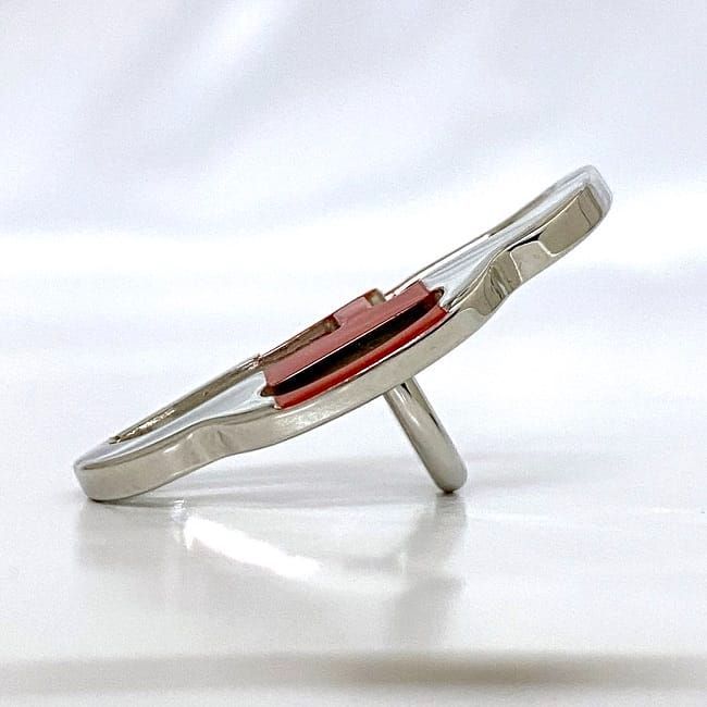 Hermes Scarf Ring Mini Buckle Boucle Silver Red — view 6