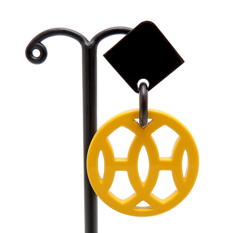 Hermes Enamel Yellow Peace Sign Earrings — view 4