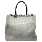 Fendi Toujours Handbag Tote Shoulder Wool Grey with Pouch — view 2