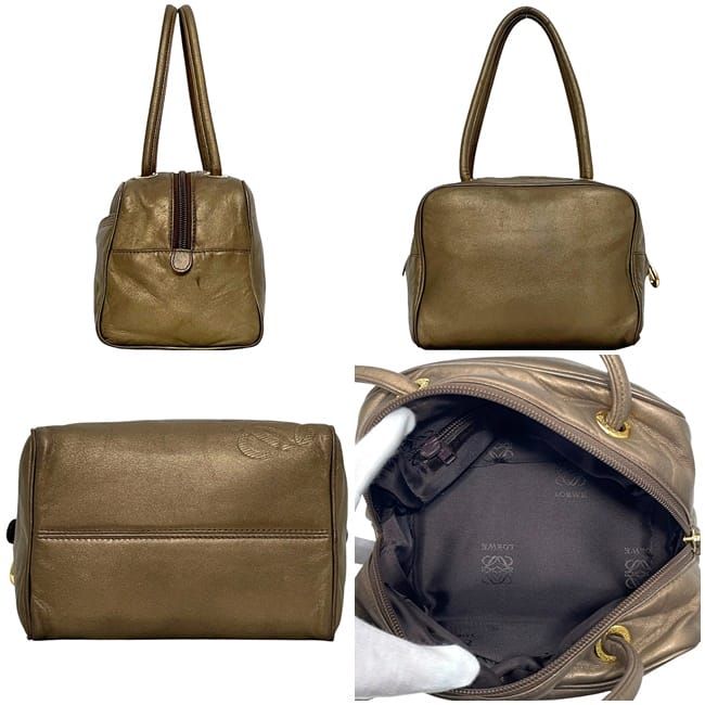 Loewe Handbag Gold Brown Anagram Nappa Leather — view 4