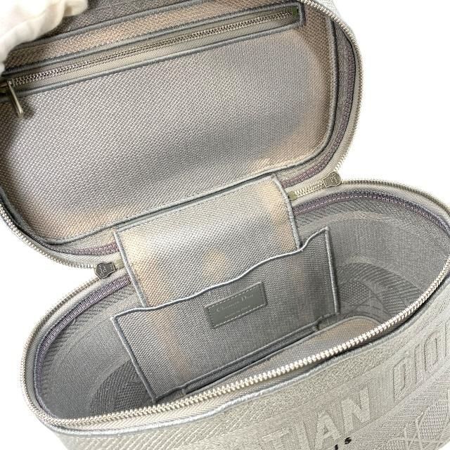 Christian Dior Cannage Vanity Handbag Logo Canvas Gray — view 6
