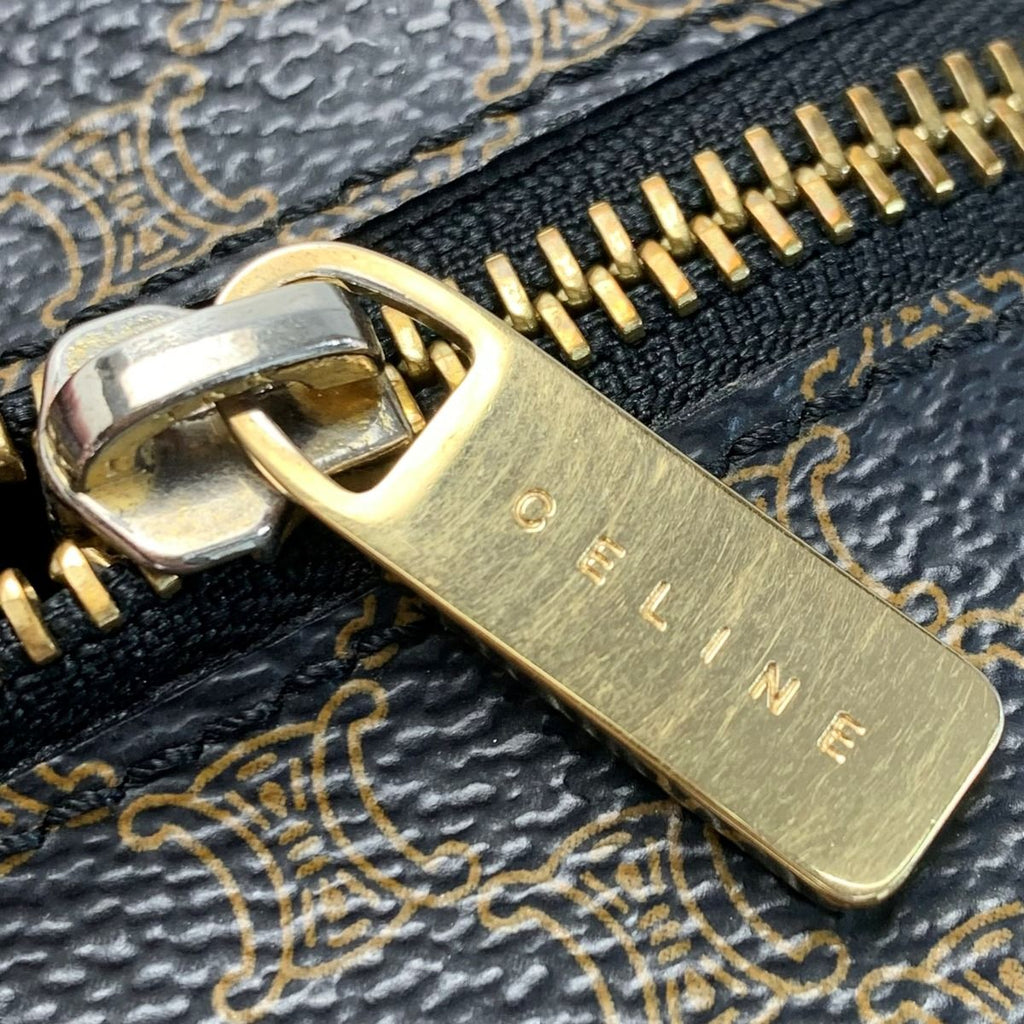 Celine Macadam Pattern Brown Drum Bag Gold Hardware — view 4