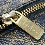Celine Macadam Pattern Brown Drum Bag Gold Hardware — view 4