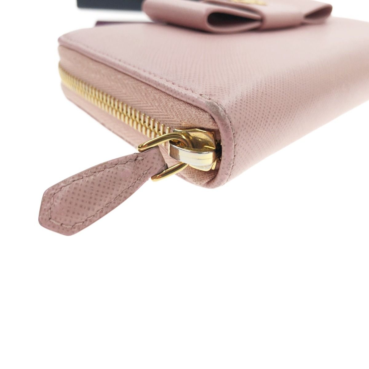 Prada Saffiano Ribbon Round Zipper Long Wallet 1 Ml506 ztm Pink — view 4