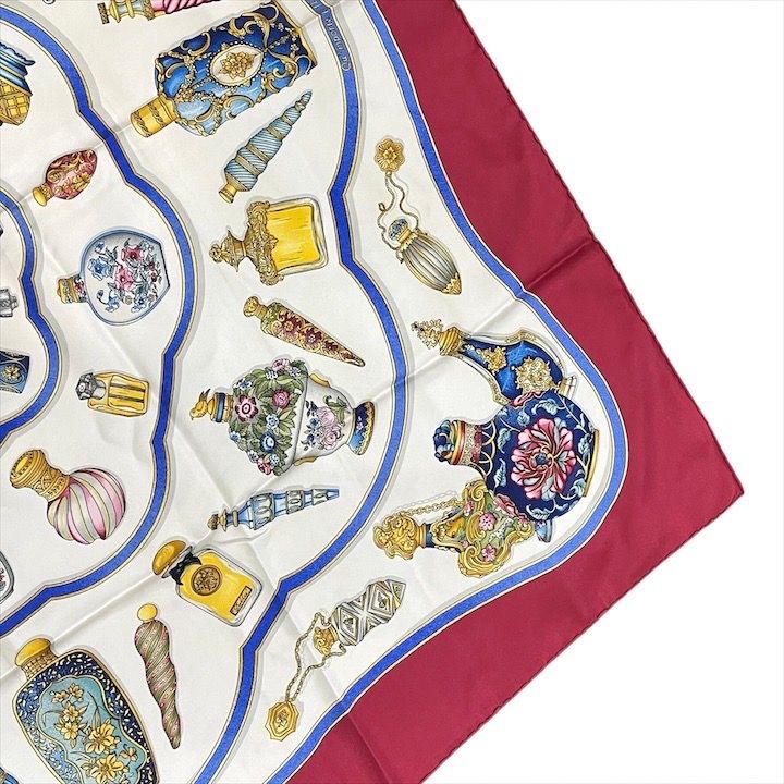 Hermes Carre 90 Large Scarf Shawl Silk Perfume Pattern — view 4