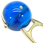 Christian Dior Ring Accessories Jewelry Small Tribal Ball Logo GP Gold Blue — view 6