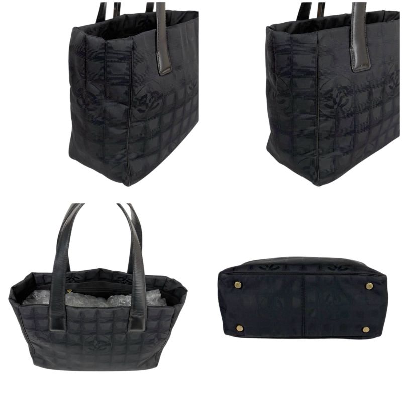 Chanel New Travel Line Mini Tote Bag Black Nylon Jacquard Shoulder — view 4