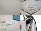 Prada Robot Monochrome Chain Shoulder Bag Saffiano Leather Ivory Silver — view 5