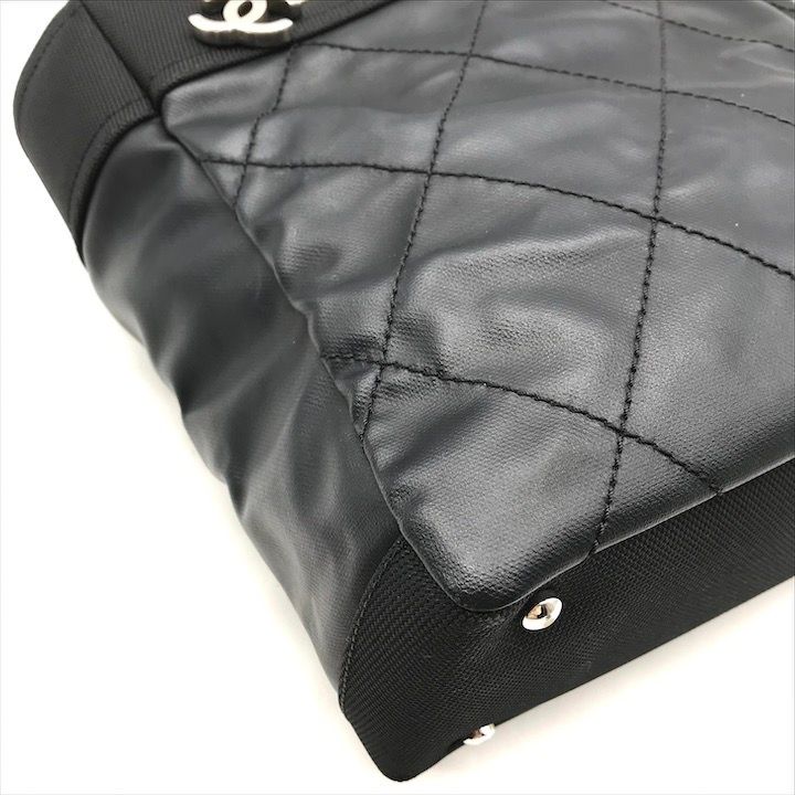 Chanel CC Logo Paris Biarritz PM Hand Bag Black Jacket — view 5