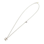 Chanel Coco Mark Metal Rhinestone Faux Pearl Silver Necklace 0470 — view 4