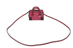 Loewe Amazona Micro Mini 2-Way Shoulder Bag Pouch Leather Pink Bordeaux Silver