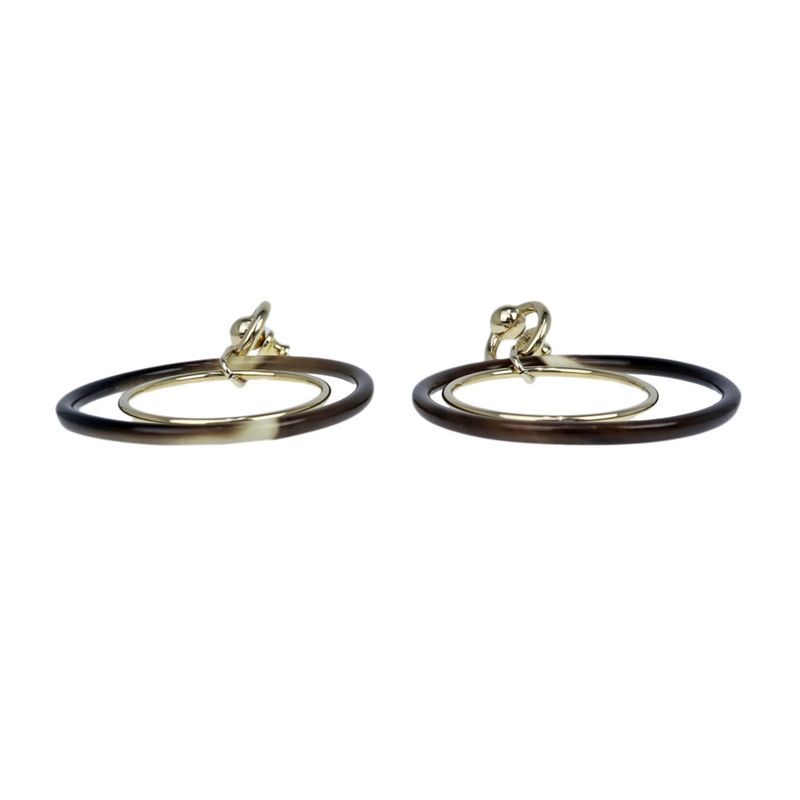 Hermes Amulet Duo Earrings Buffalo Horn Brown Gold Hardware Accessories — view 6