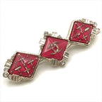 Chanel CC Logo Stone Cross Diamond Hair Clip Barrette Pink — view 2
