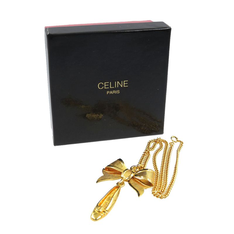Celine Ribbon Pumps Metal Gold Necklace 0049 — view 4