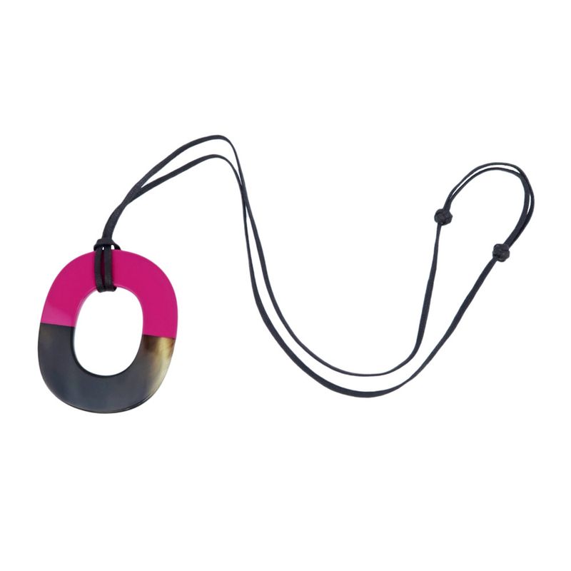 Hermes Necklace Ismu GM Lacquer-buffalo-horn Pink Brown Pendant — view 5