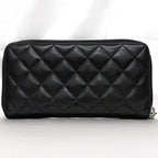 Chanel Round Zipper Long Wallet Black Cambon — view 4
