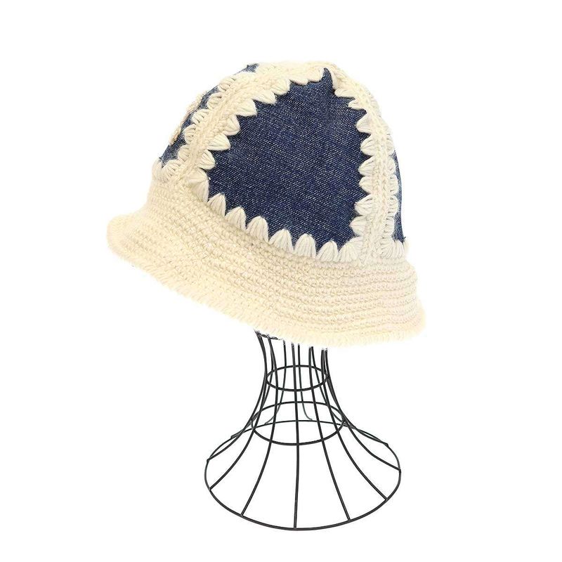 Celine 24 SS Triomphe Bucket Hat Crocheted Wool and Denim — view 2