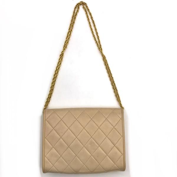Chanel CC Logo Mini Quilted Push Lock Chain Shoulder Bag Beige — view 3