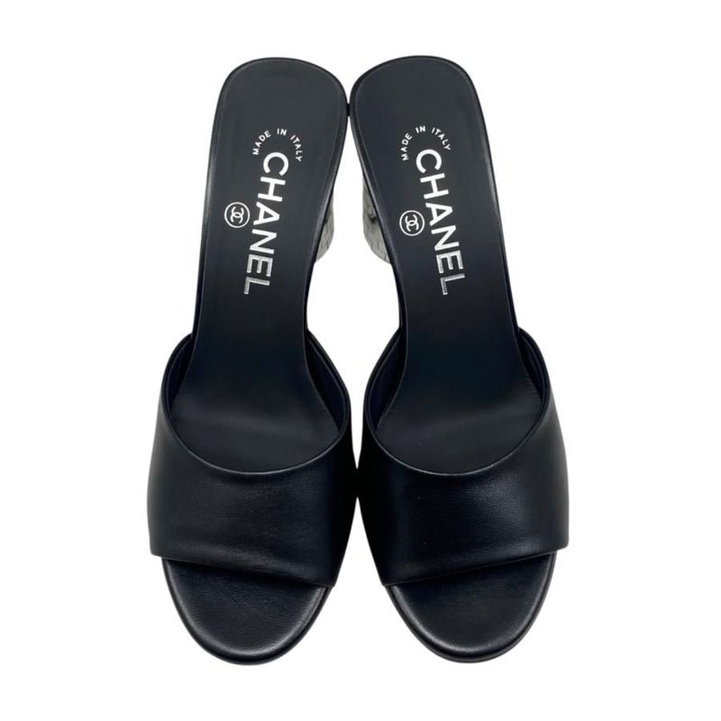 Chanel Mule Sandals Mirror Heel 94305 36 1 2 Size Coco Mark — view 5