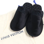 Louis Vuitton Sweet Line Logo Embroidery Satin Slippers Room Shoes Black — view 2