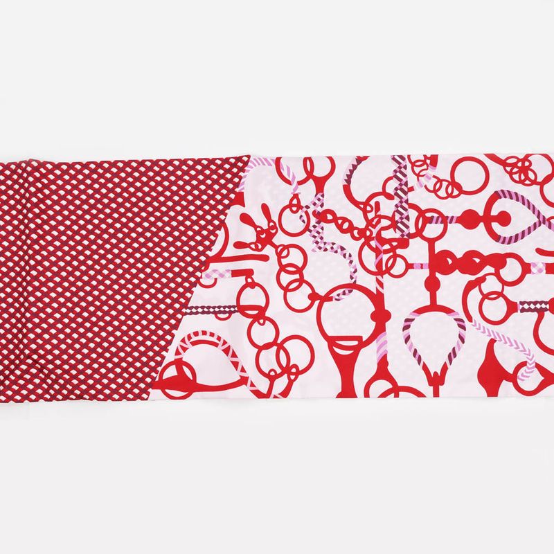 Hermes Maxi Twill Cut MORS ET Tresses Pink Red Silk Scarf — view 6