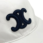 Celine Cap Hat Cotton White Navy Logo Triomphe Baseball — view 8