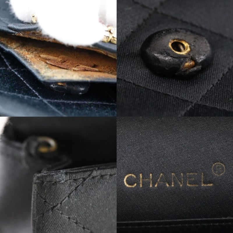 Chanel Quilted Vintage Satin and Rhinestone Black Women Shoulder Bag — view 6