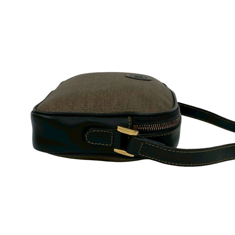 Fendi Vintage FF Logo Motif Leather Mini Shoulder Bag Pochette Sacoche Brown — view 7