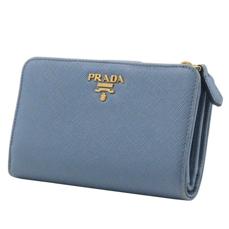 Prada Saffiano Astrale Light Blue Fold Wallet — view 2