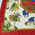 Hermes Scarf Carre 90 Joies D'hiver Winter Pleasures Silk Red Ivory Gold Large — view 6