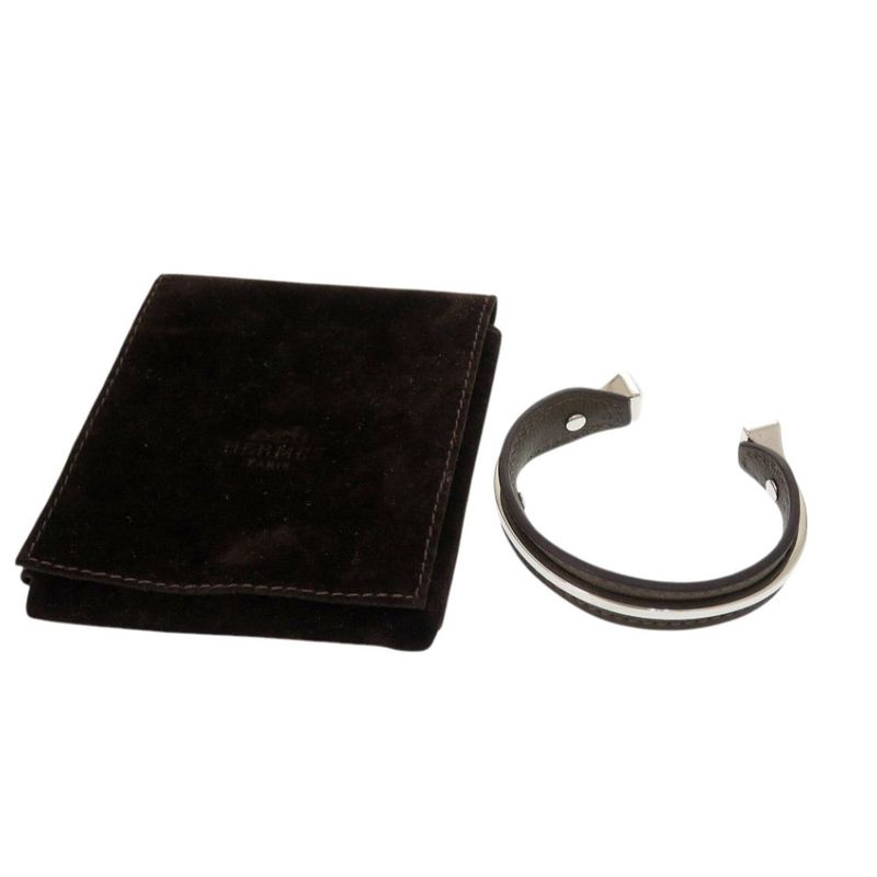 Hermes Bangle Vorsoft Metal Brown Silver Bracelet 1189 — view 3