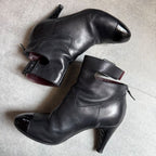 Chanel Quilted Leather Belt Short Boots Coco Mark Black 36 1 2 — view 3
