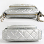 Chanel Chain Clutch Bag Iridescent Metallic Lambskin Silver Ap4349 — view 4