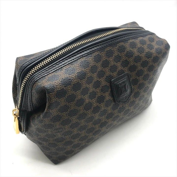 Celine Black Macadam Triomphe Leather Second Pouch Case Brown — view 6