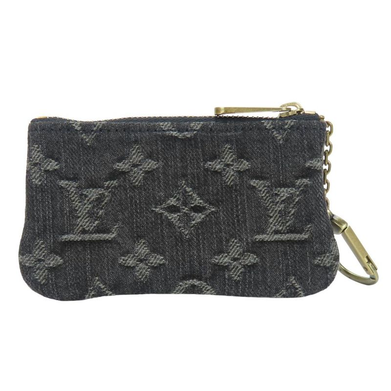 Louis Vuitton Coin Case Pochette Cles Monogram Denim Gray Black — view 2